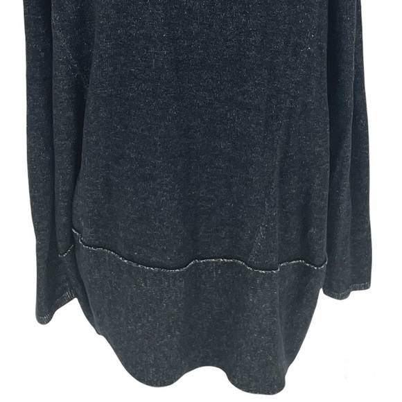 EILEEN FISHER BLACK WASHED HEATHERED OPEN FRONT CARDIGAN SWEATER SMALL - Picture 3 of 6